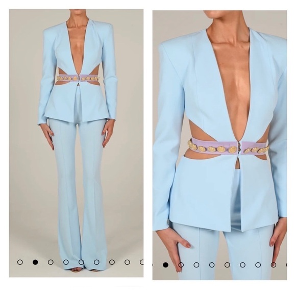 THE DOLLS HOUSE Light Blue Gigi Cutout Blazer Jacket XS NWT - Picture 3 of 11